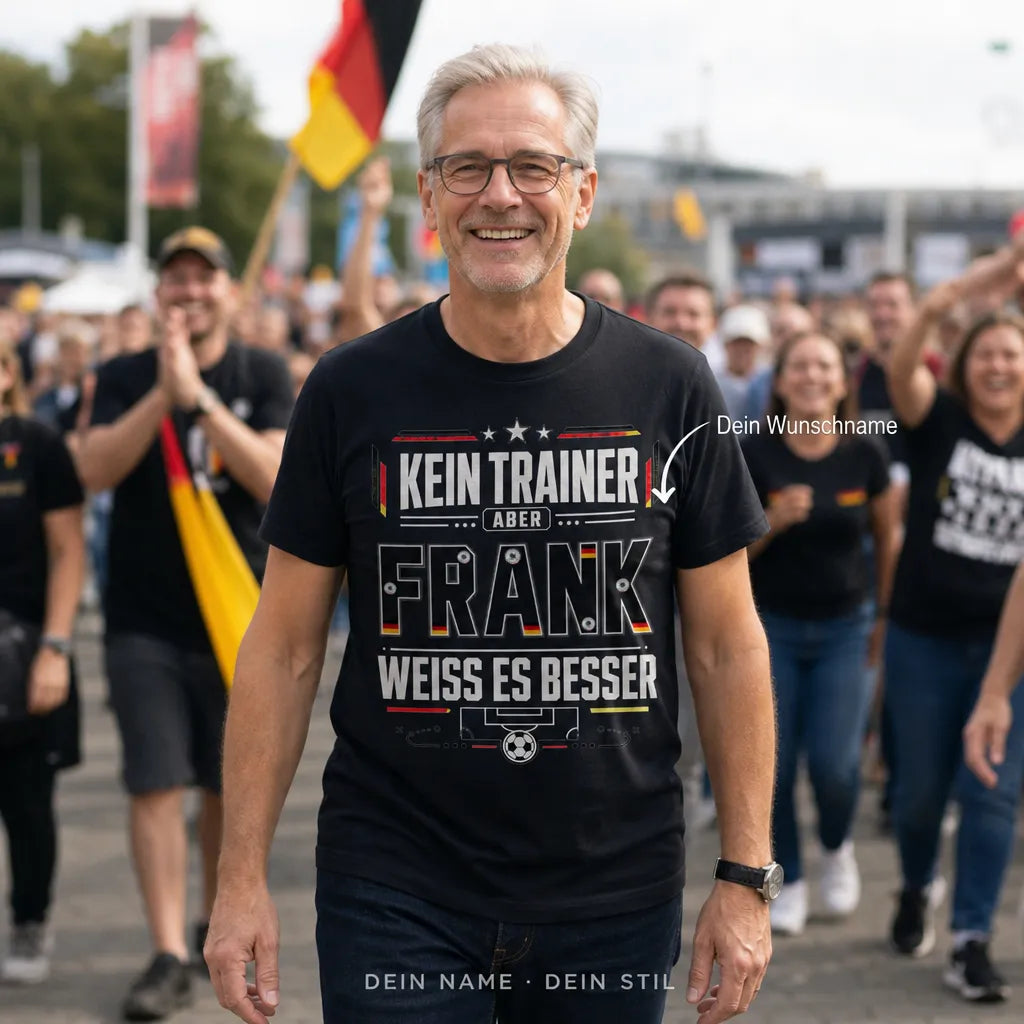 Personalisiertes Fußball T-Shirt mit Namen - Kein Trainer, aber besser