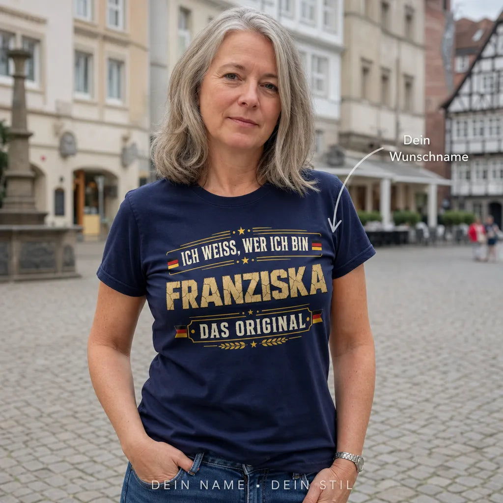 Personalisiertes Original T-Shirt mit Namen - Ich weiß, wer ich bin
