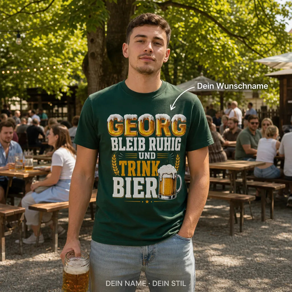 Personalisiertes Fußball Bier T-Shirt mit Namen - Mehr brauch ich nicht