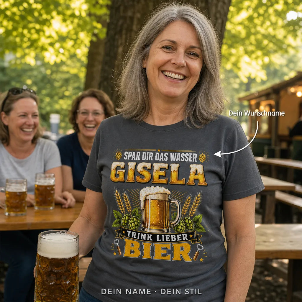 Personalisiertes Bier T-Shirt mit Namen - Ohne Bier alles sinnlos