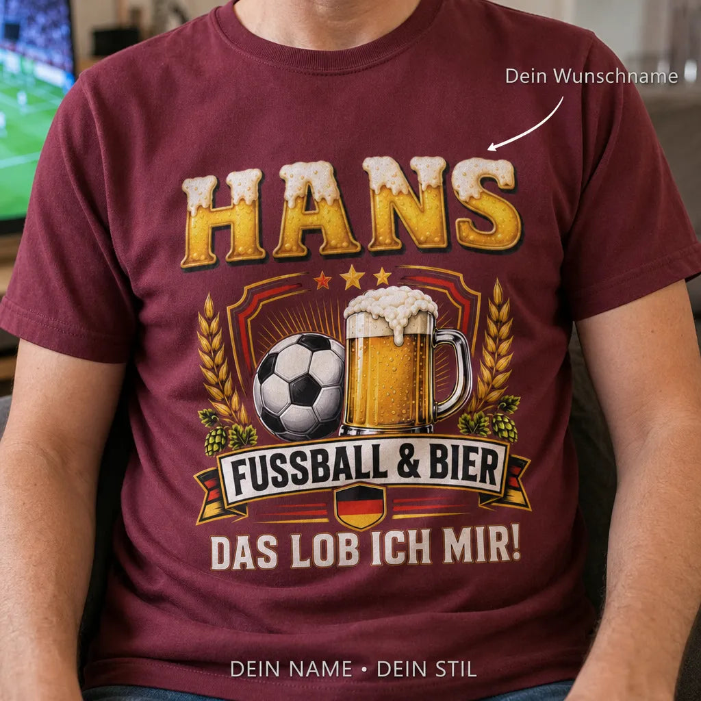 Personalisiertes Fußball Bier T-Shirt mit Namen - Das lobe ich mir