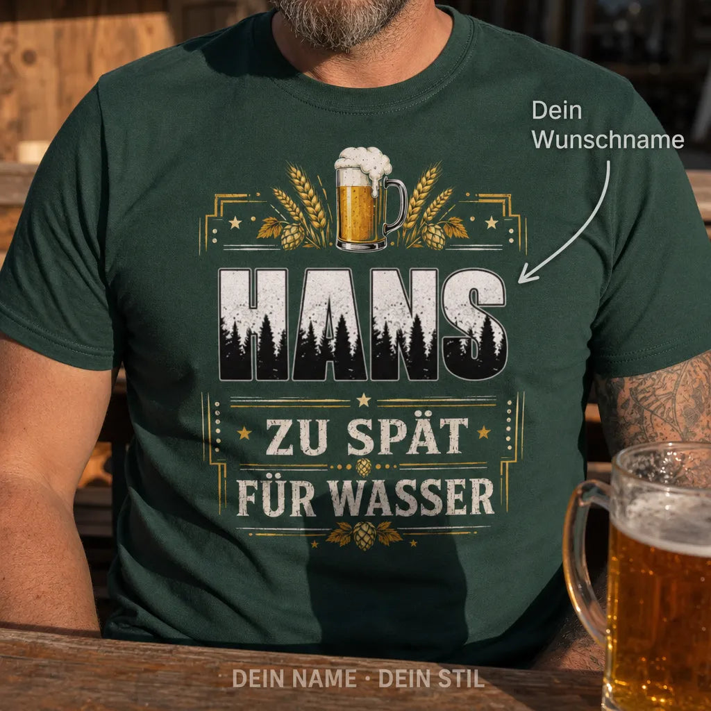 Personalisiertes Bier T-Shirt mit Namen - Natur trifft Biergenuss