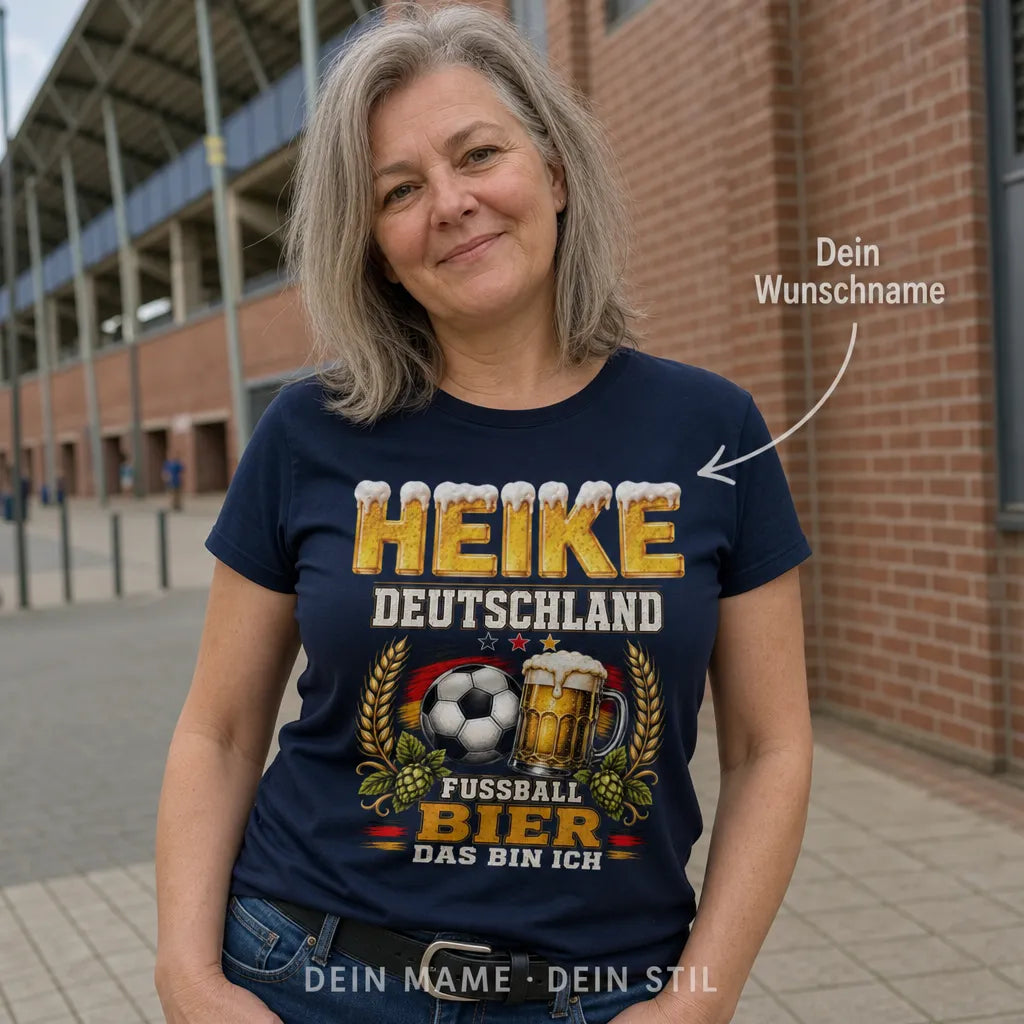 Personalisiertes Fußball Bier T-Shirt mit Namen - Deutschland, das bin ich