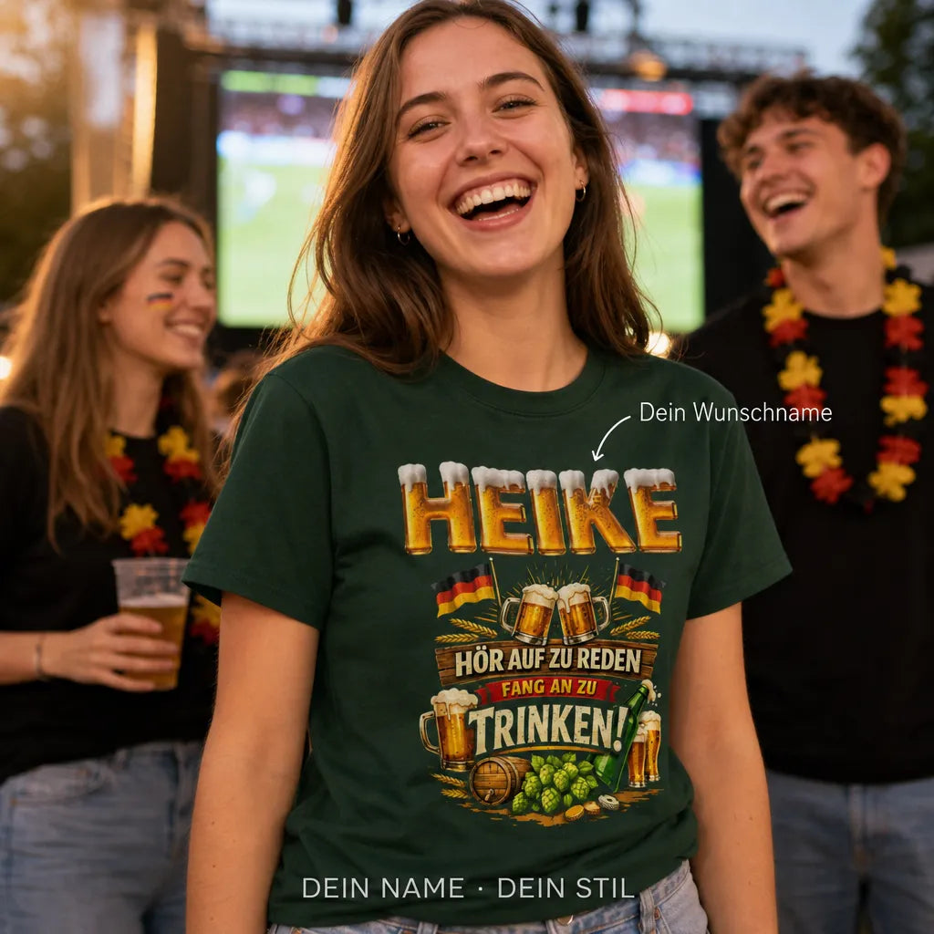Personalisiertes Fußball Bier T-Shirt mit Namen - Liebt Fußball, trinkt Bier