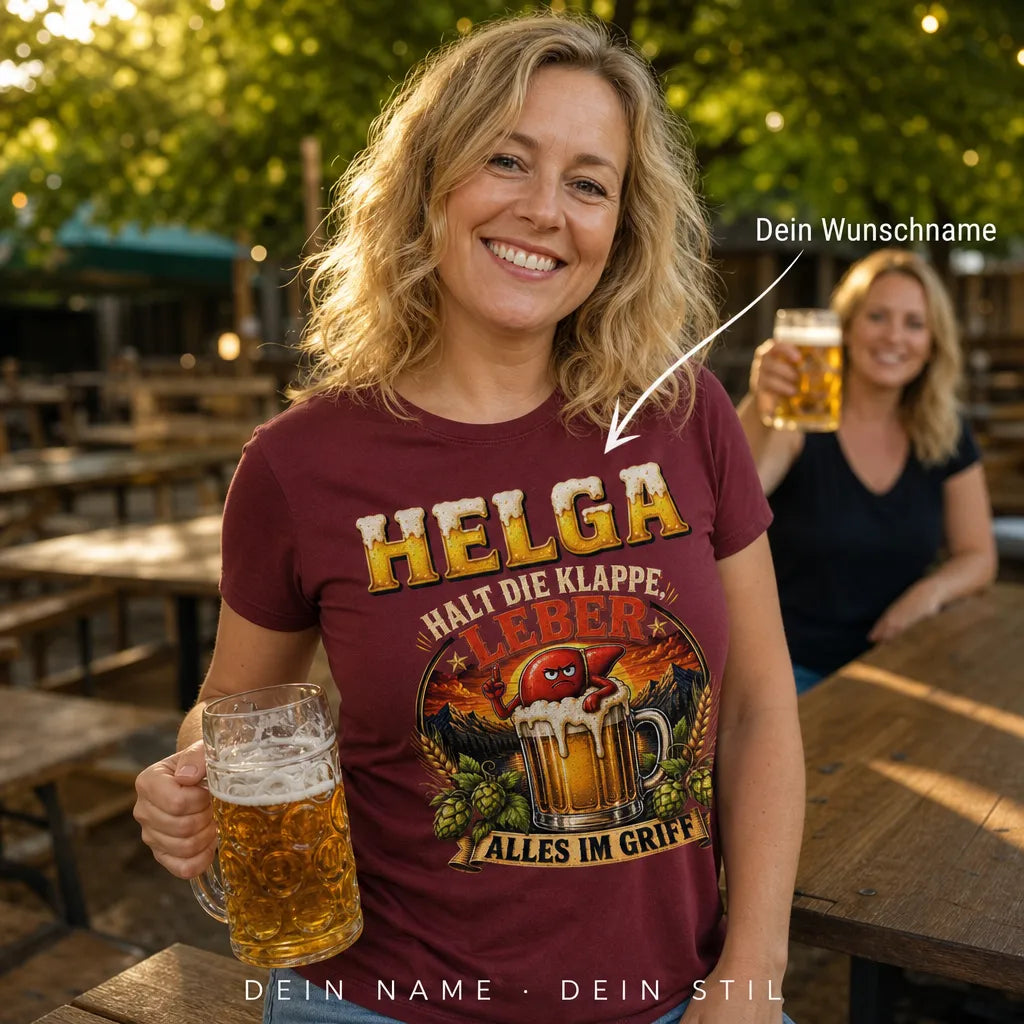 Personalisiertes Bier T-Shirt mit Namen - Nie genug davon haben
