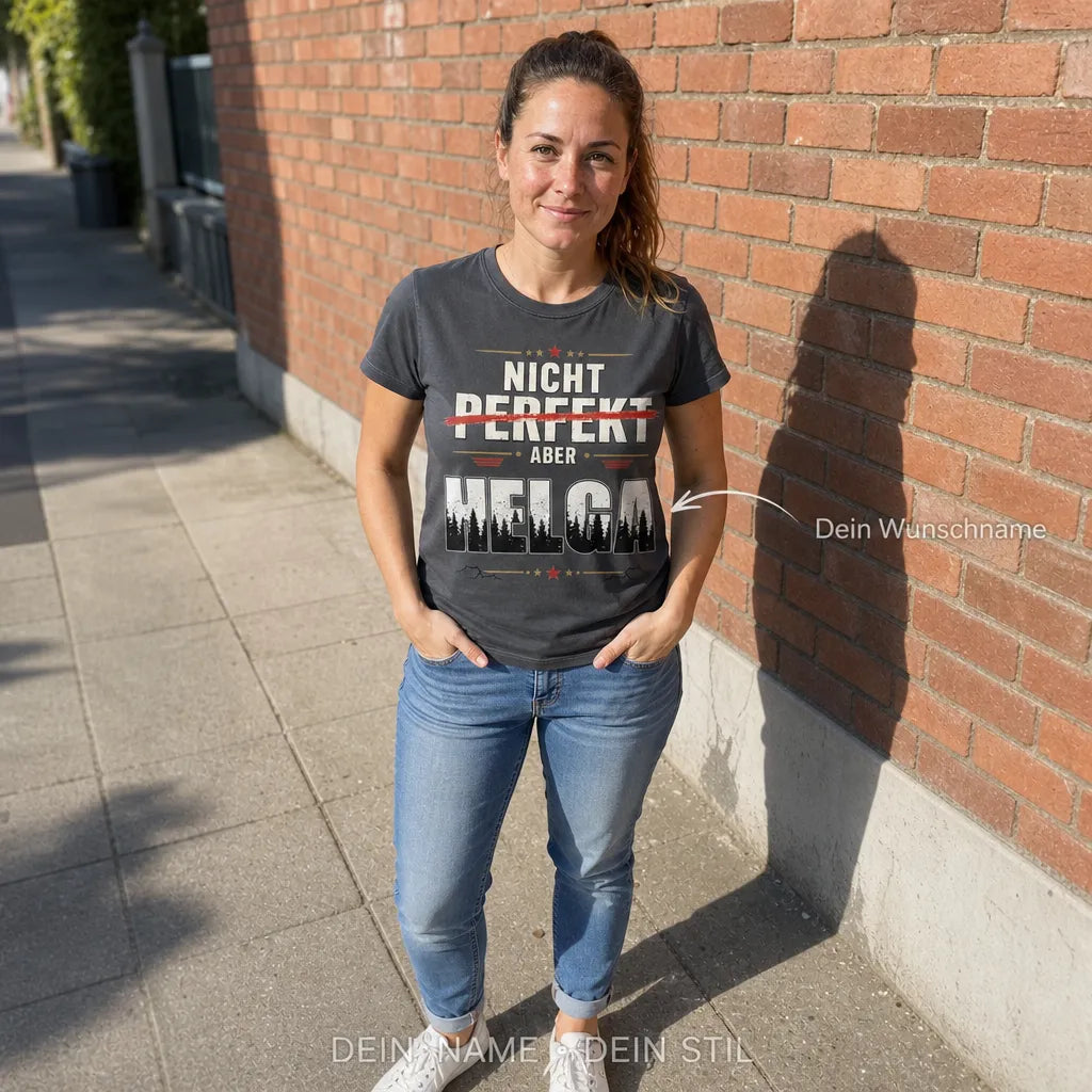 Personalisiertes Humor T-Shirt mit Namen - Nicht perfekt, aber einzigartig