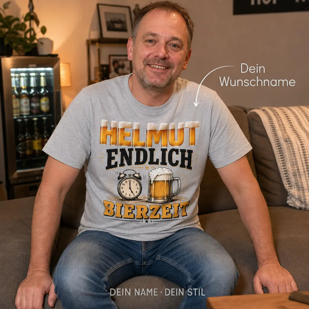 Personalisiertes Bier T-Shirt mit Namen - Kaltstellen zählt als Sport