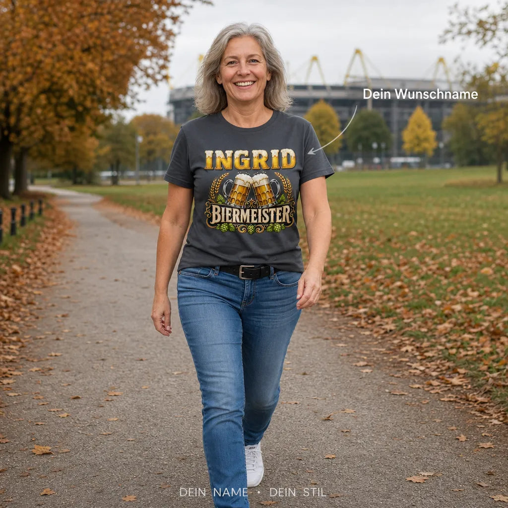 Personalisiertes Bier Fußball T-Shirt mit Namen - Trinken, Schauen, Wiederholen