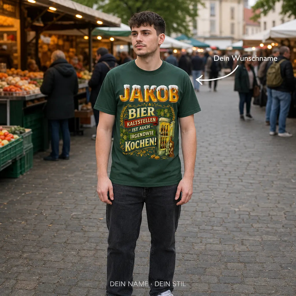 Personalisiertes Bier Wein T-Shirt mit Namen - Da sag ich nie Nein