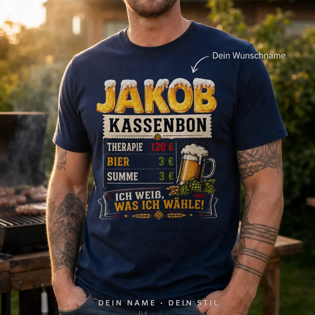 Personalisiertes Bier T-Shirt mit Namen - Ich weiß, was ich wähle!