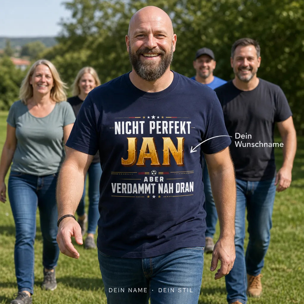 Personalisiertes Fußball T-Shirt mit Namen - Nicht perfekt, nah dran