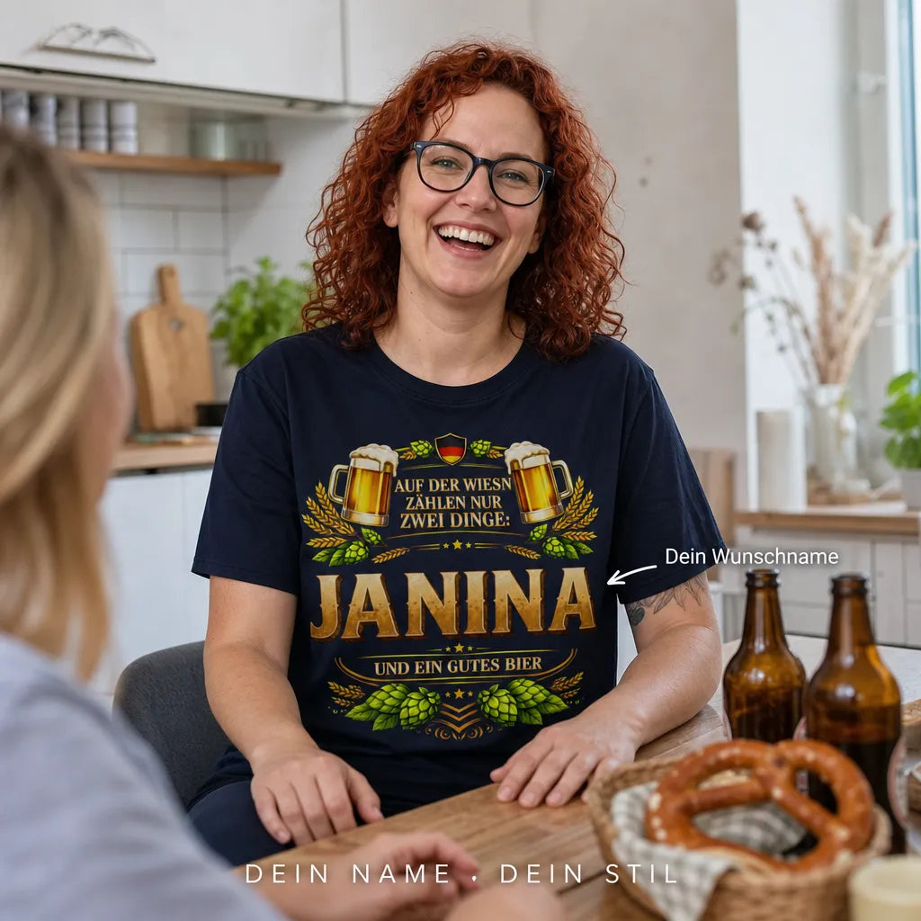 Personalisiertes Oktoberfest T-Shirt mit Namen - Nur du und gutes Bier