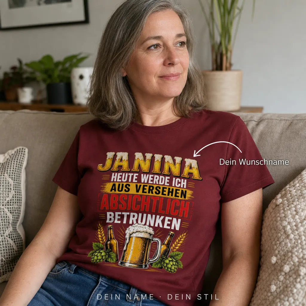 Personalisiertes Bier T-Shirt mit Namen - Ohne Bier keine Meinung