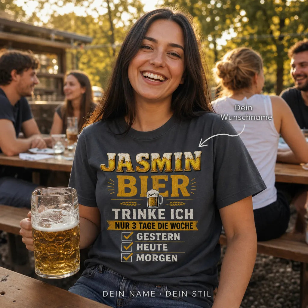 Personalisiertes Bier T-Shirt mit Namen - Einfach Bier trinken!