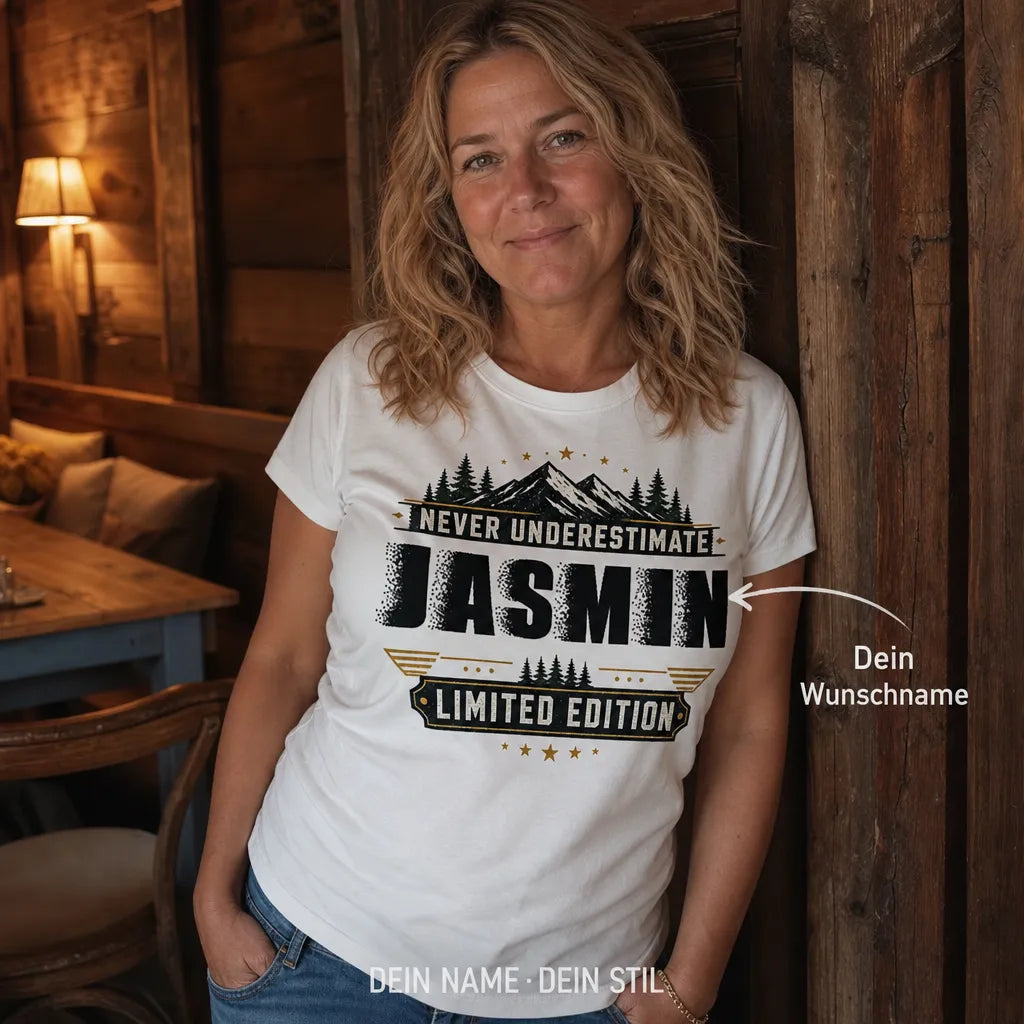 Personalisiertes Spruch T-Shirt mit Namen - Unterschätze mich niemals