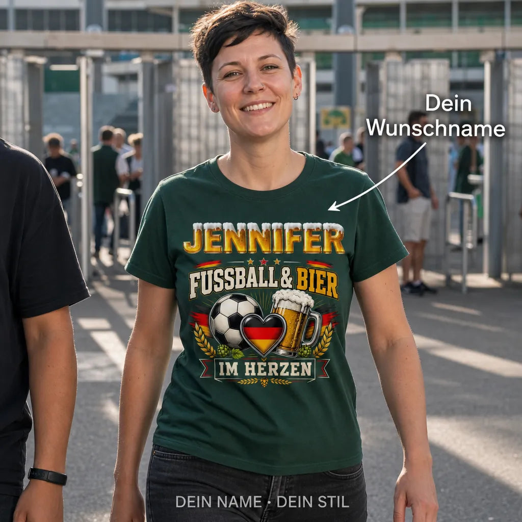 Personalisiertes Fußball Bier T-Shirt mit Namen - Ohne beides nicht ich