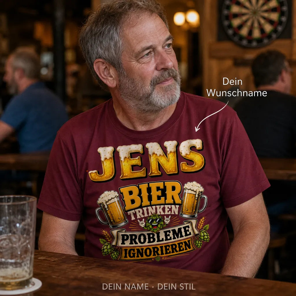 Personalisiertes Bier T-Shirt mit Namen - Das Beste ist ein Offenes