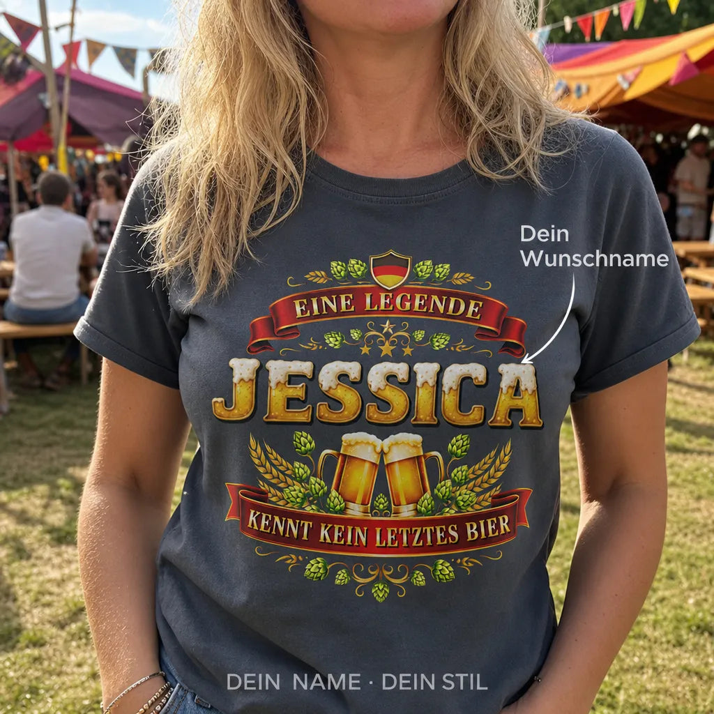 Personalisiertes Bier T-Shirt mit Namen - Gute Laune gesponsert von Bier