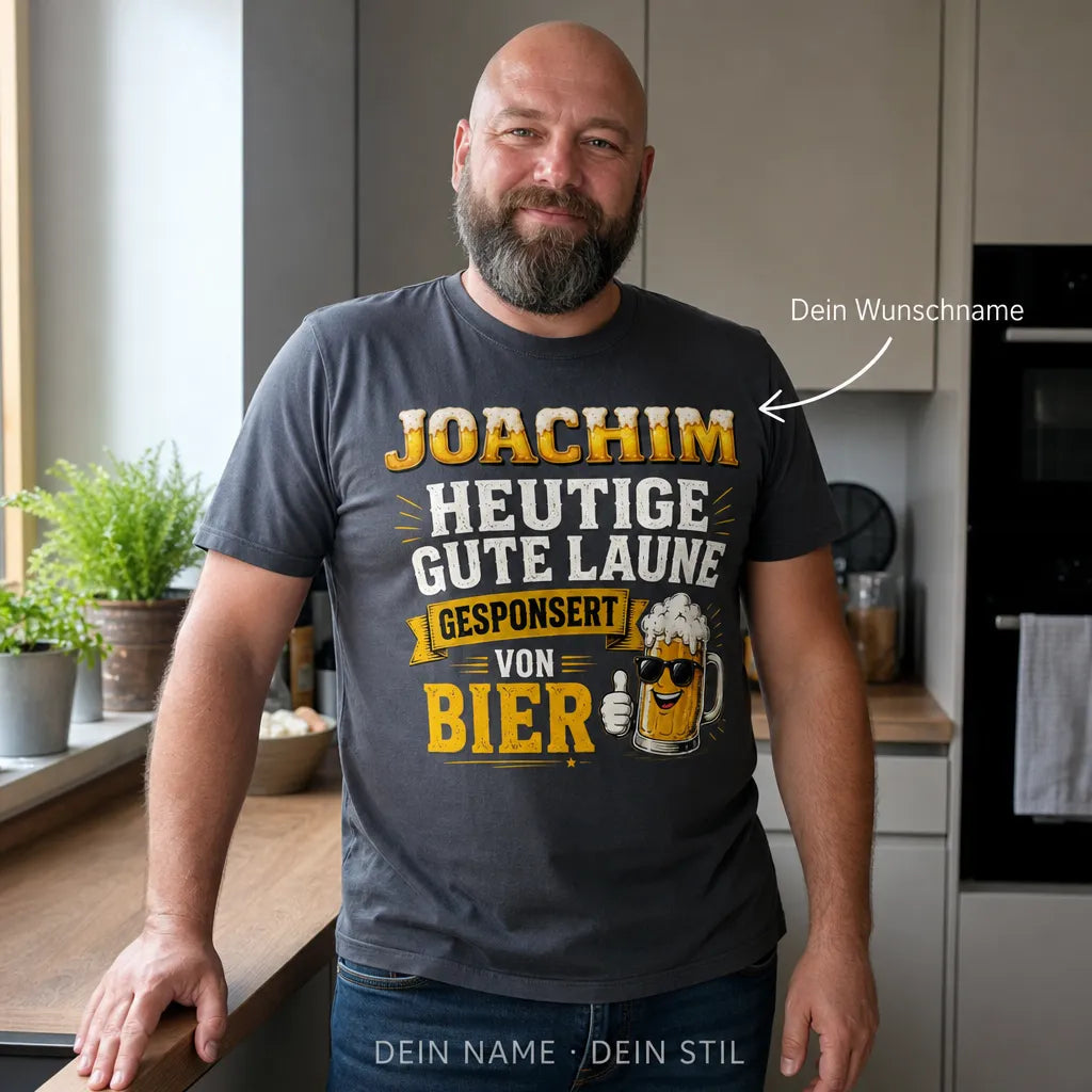 Personalisiertes Bier T-Shirt mit Namen - Hallo Bier, tschüss Probleme