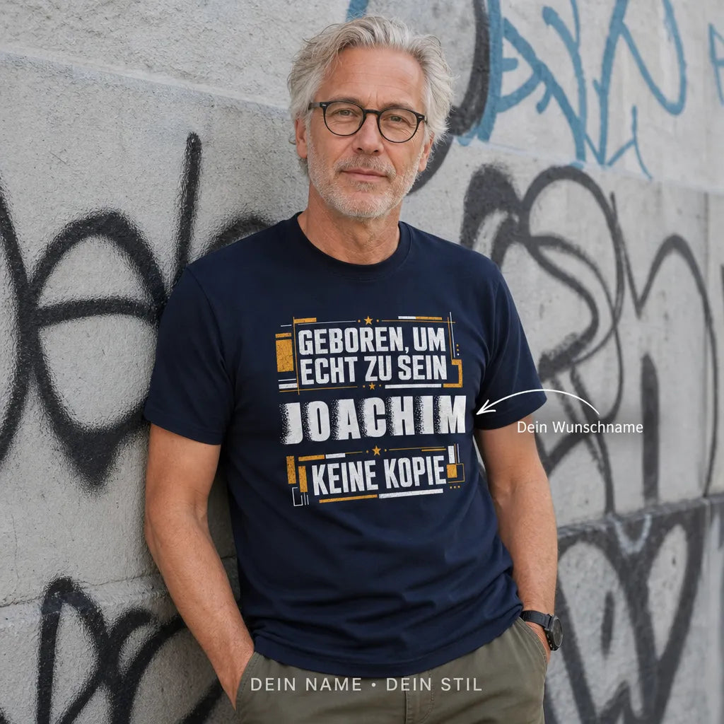 Personalisiertes Original T-Shirt mit Namen - Geboren um echt zu sein