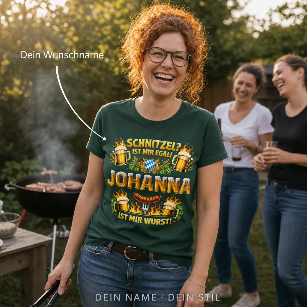 Personalisiertes Grill Bier T-Shirt mit Namen - Dann war der Grill an