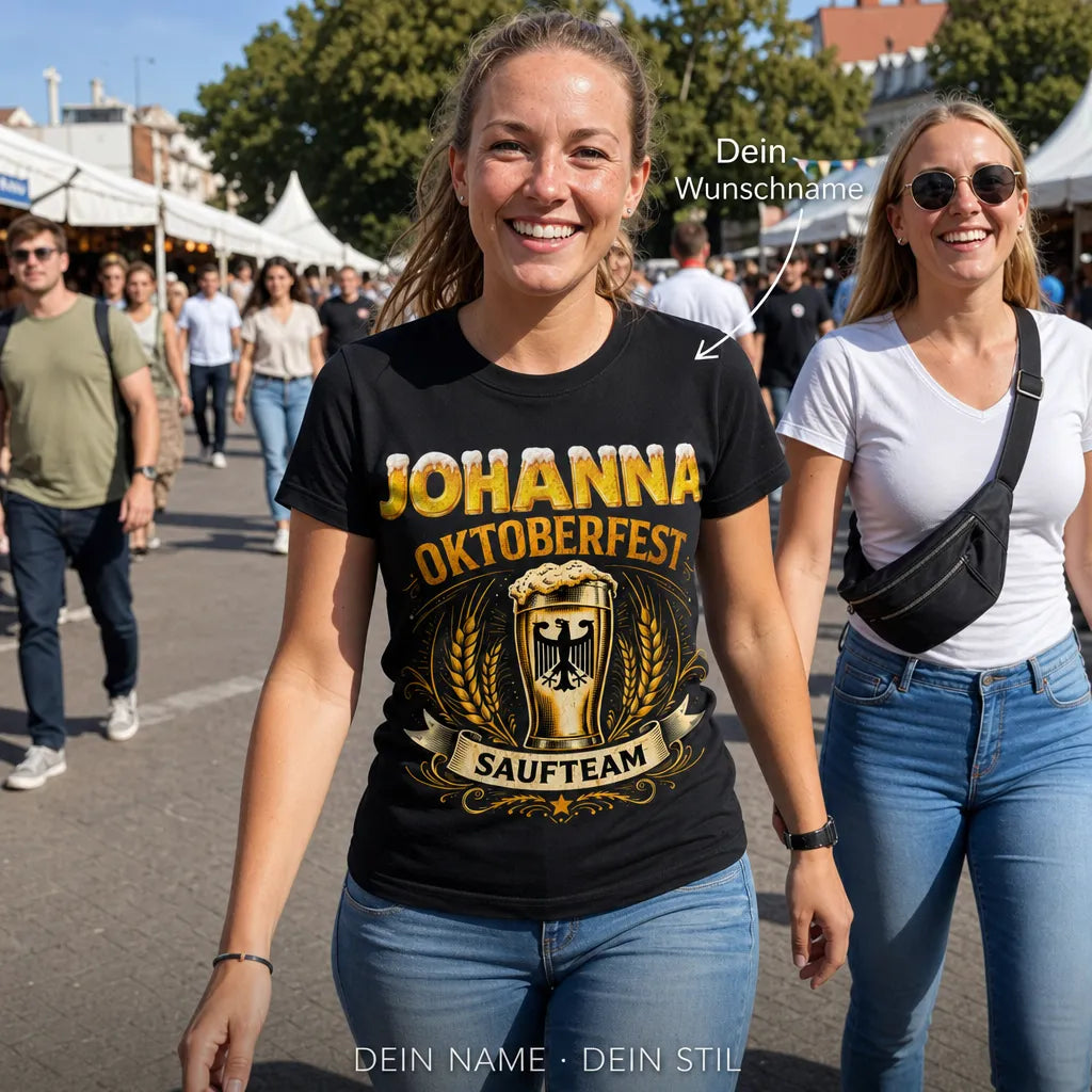 Personalisiertes Oktoberfest T-Shirt mit Namen - Für das beste Saufteam
