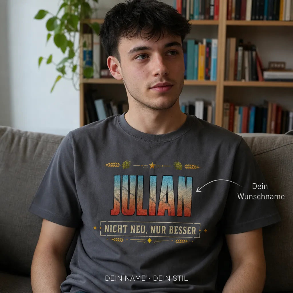 Personalisiertes Spruch T-Shirt mit Namen - Bleib ruhig, ich denk nach