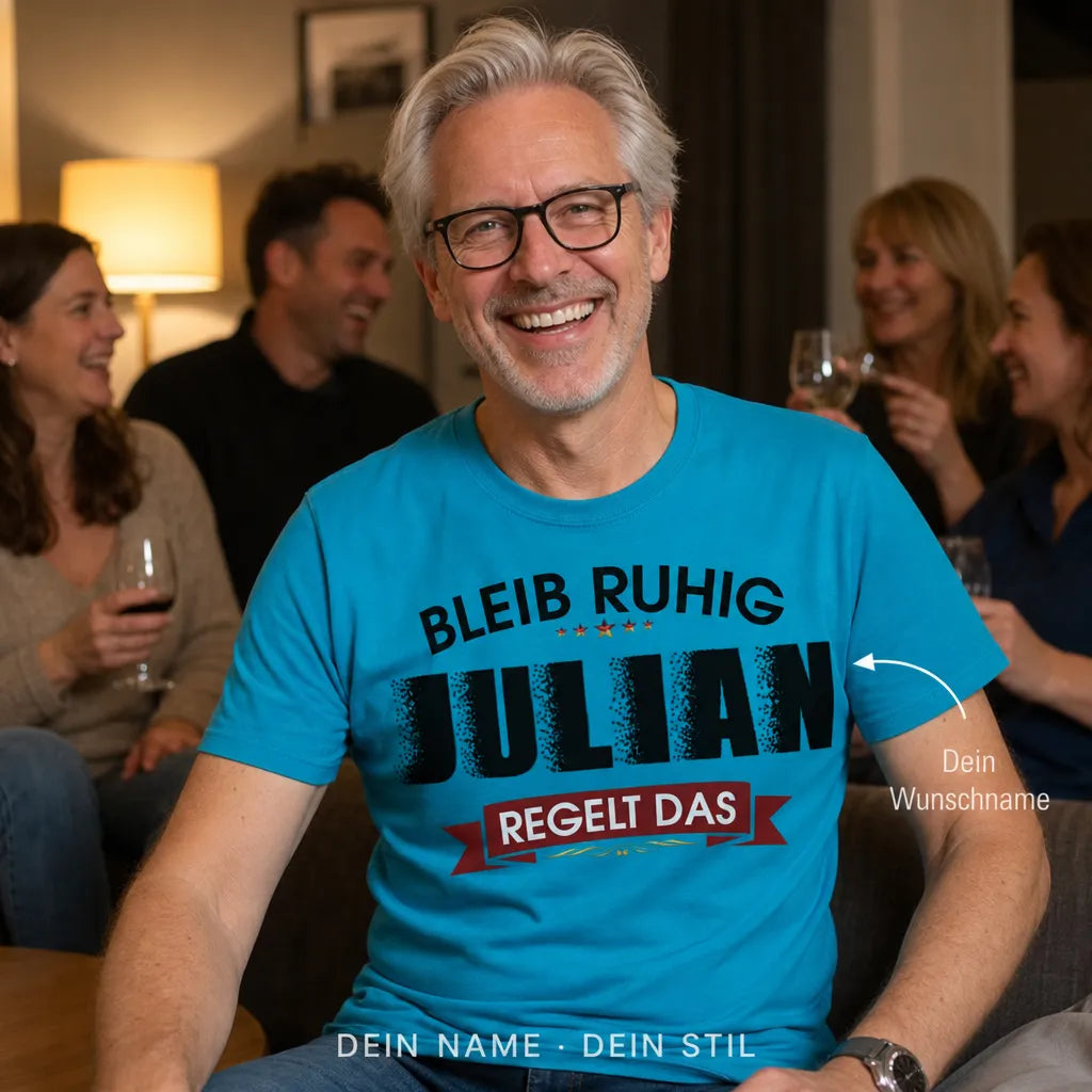 Personalisiertes Namen T-Shirt mit Namen - Bleib ruhig, sie regelt das