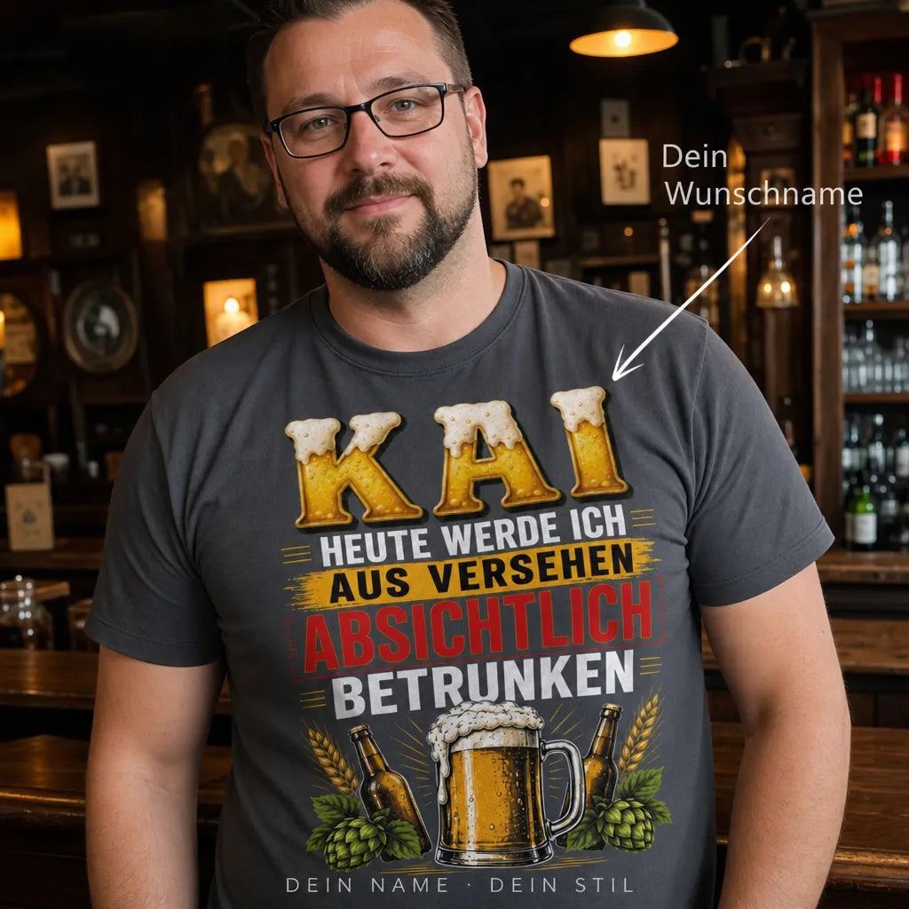 Personalisiertes Bier T-Shirt mit Namen - Ohne Bier keine Meinung