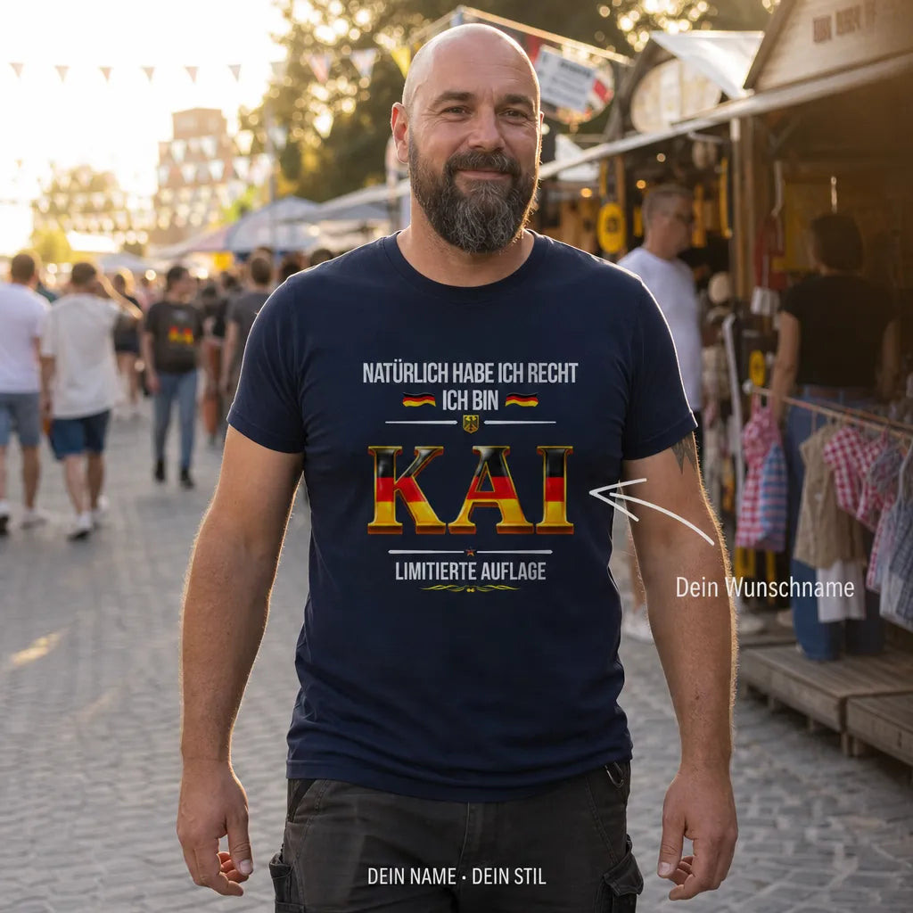 Personalisiertes Deutschland T-Shirt mit Namen - Stolz und unvergleichlich