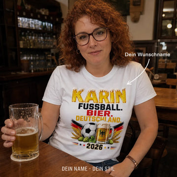 Personalisiertes Fußball Bier T-Shirt mit Namen - Fussball. Bier. Deutschland.