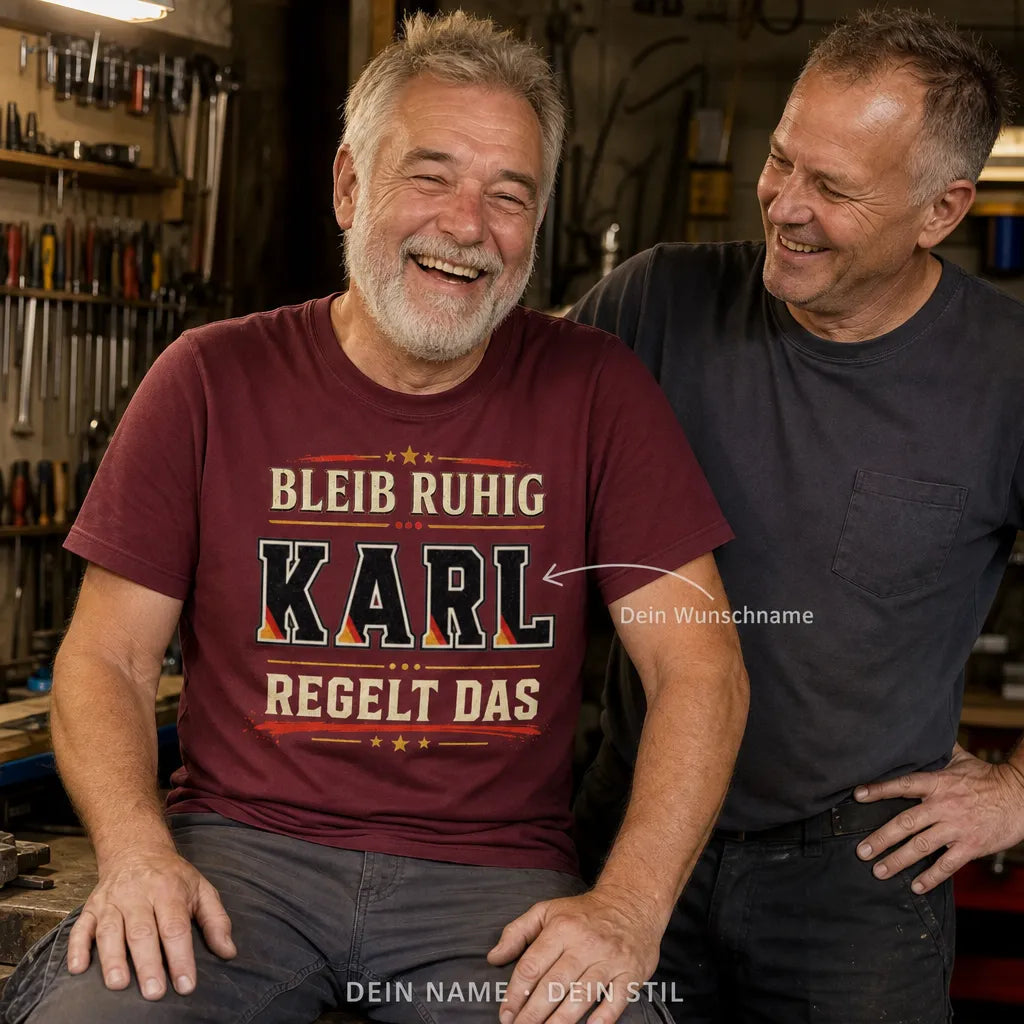 Personalisiertes Original T-Shirt mit Namen - Bleib ruhig, ich regel das