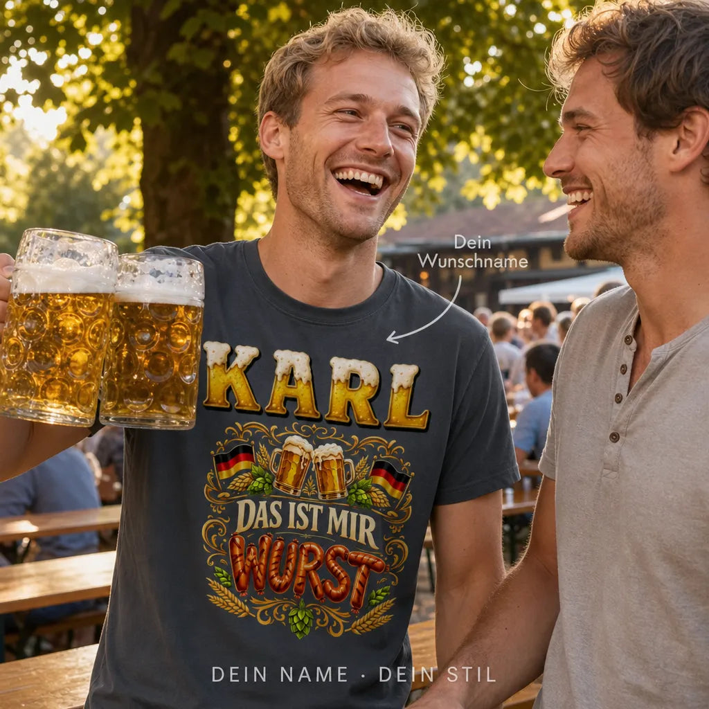 Personalisiertes Bier Deutschland T-Shirt mit Namen - Trinkt deutsch, denkt genial