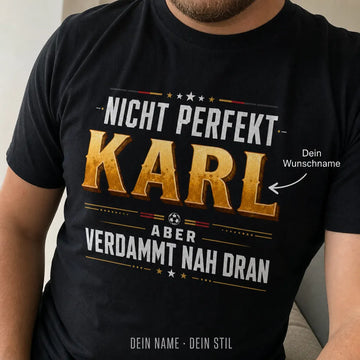 Personalisiertes Fußball T-Shirt mit Namen - Nicht perfekt, nah dran