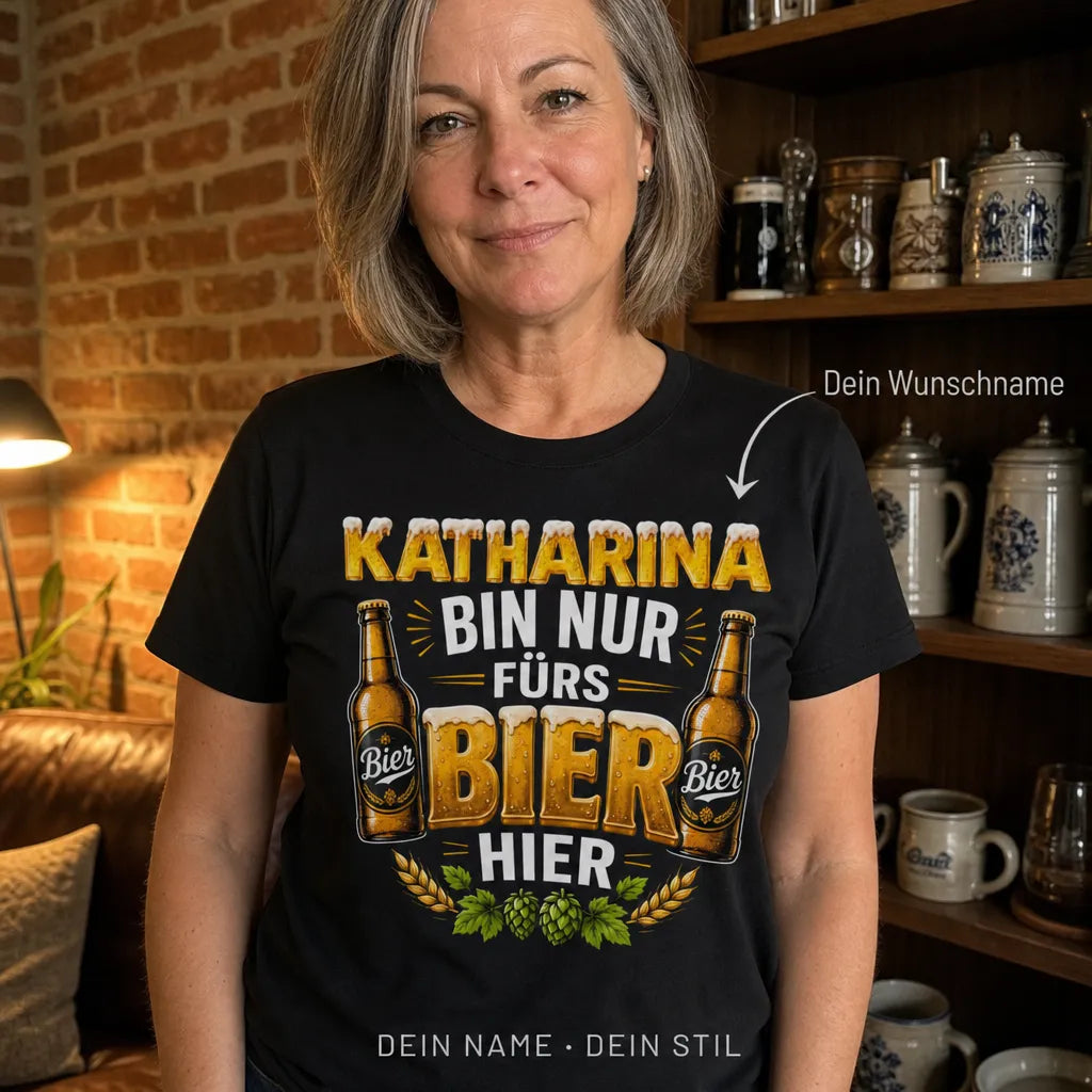 Personalisiertes Bier T-Shirt mit Namen - Dein Name, dein Bier