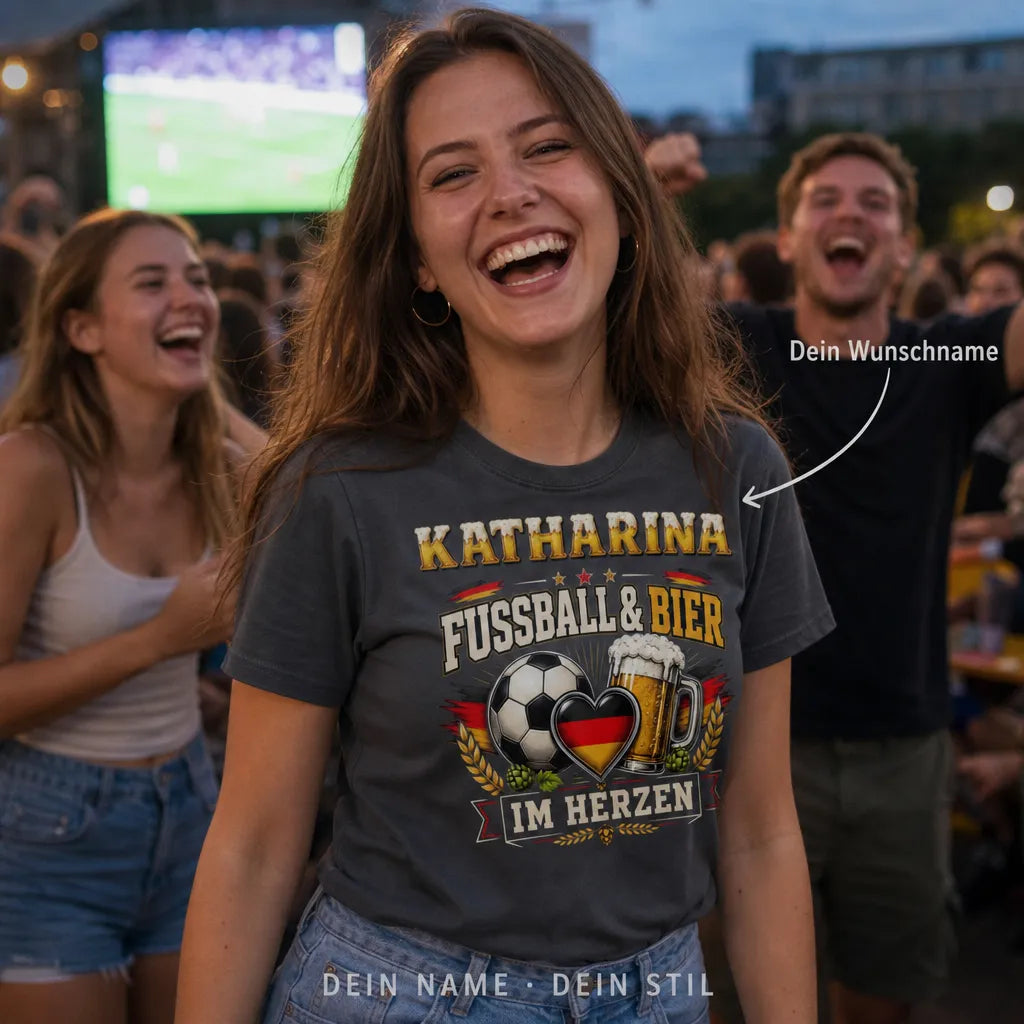 Personalisiertes Fußball Bier T-Shirt mit Namen - Deutschland, das bin ich