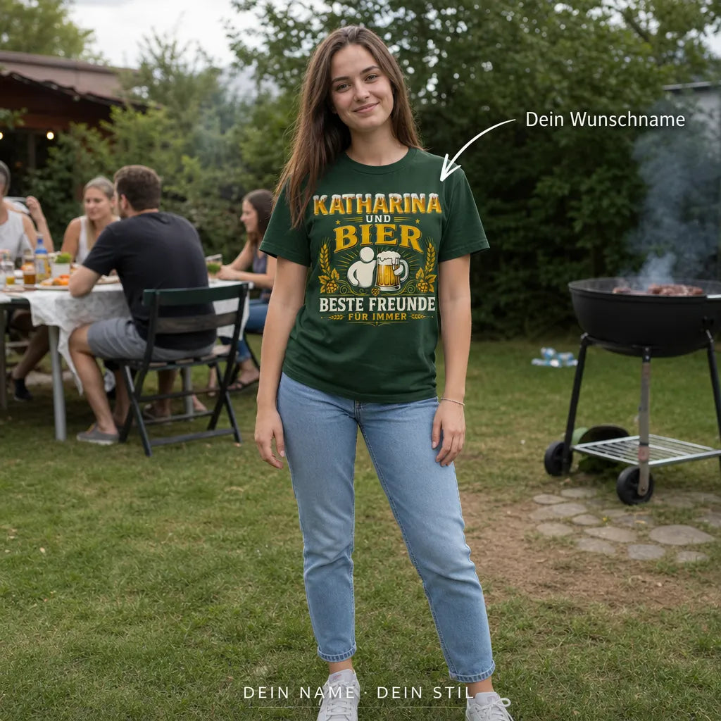 Personalisiertes Bier T-Shirt mit Namen - Aktuelle Stimmung braucht Bier