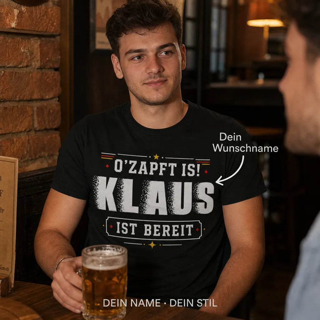 Personalisiertes Spruch T-Shirt mit Namen - Bleib ruhig, er regelt das