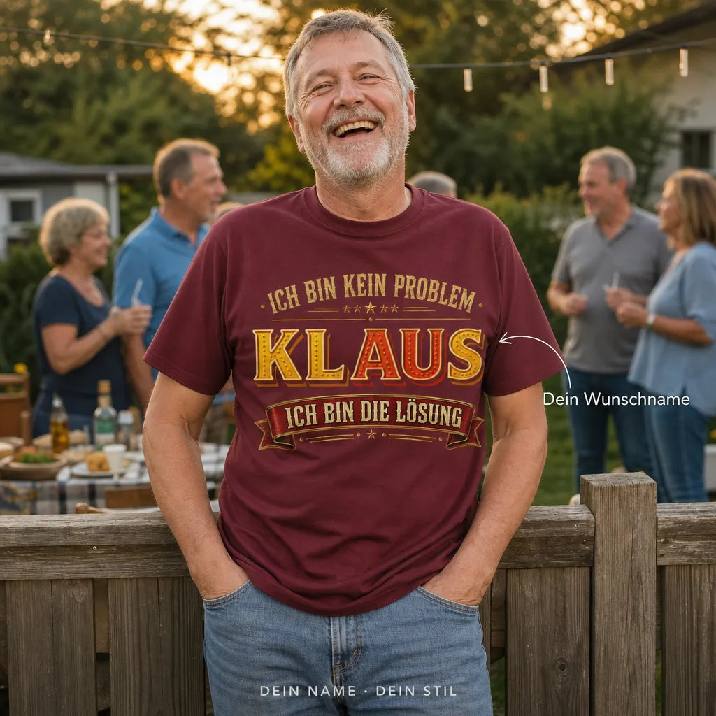 Personalisiertes Spruch T-Shirt mit Namen - Ich bin die Lösung
