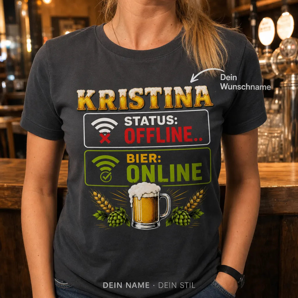 Personalisiertes Bier T-Shirt mit Namen - Bier und guter Laune