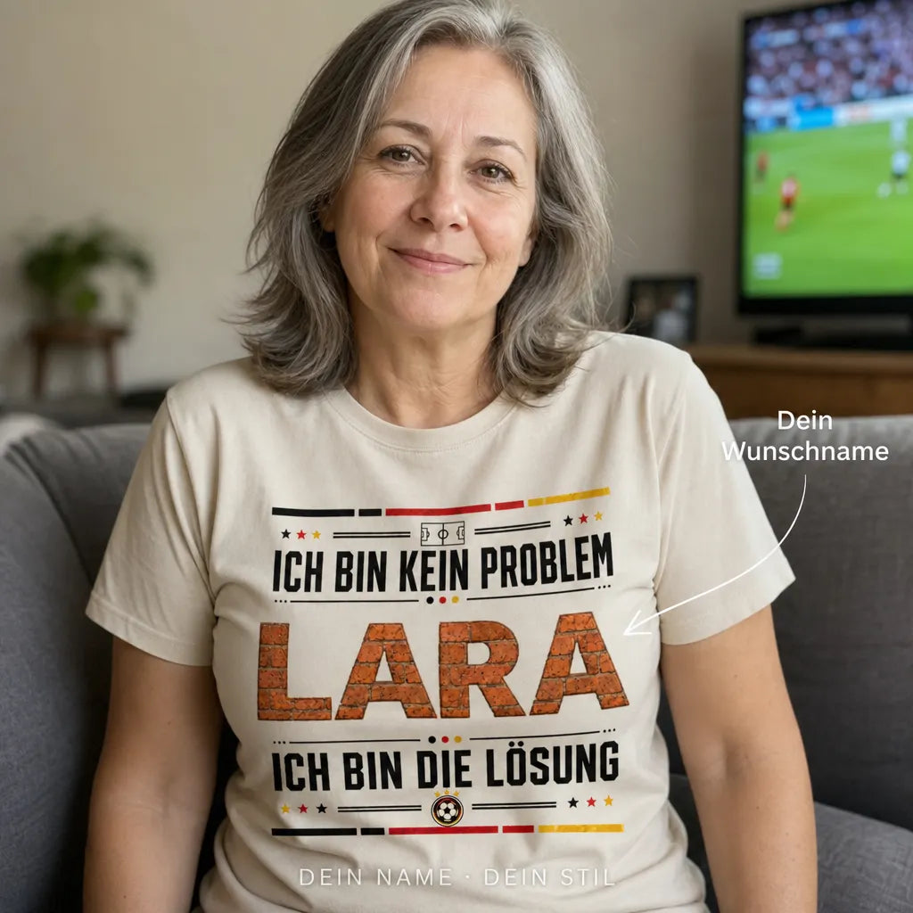 Personalisiertes Fußball Deutschland T-Shirt mit Namen - Ich bin die Lösung