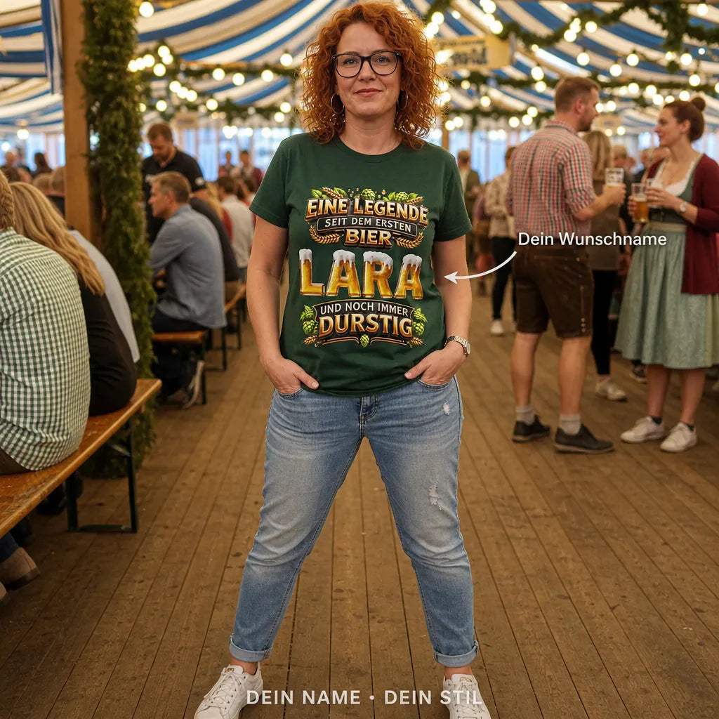 Personalisiertes Bier Wurst T-Shirt mit Namen - Prost und Guten Tag!