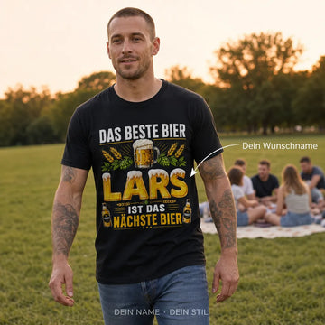 Personalisiertes Bier T-Shirt mit Namen - Das nächste Bier ist meins