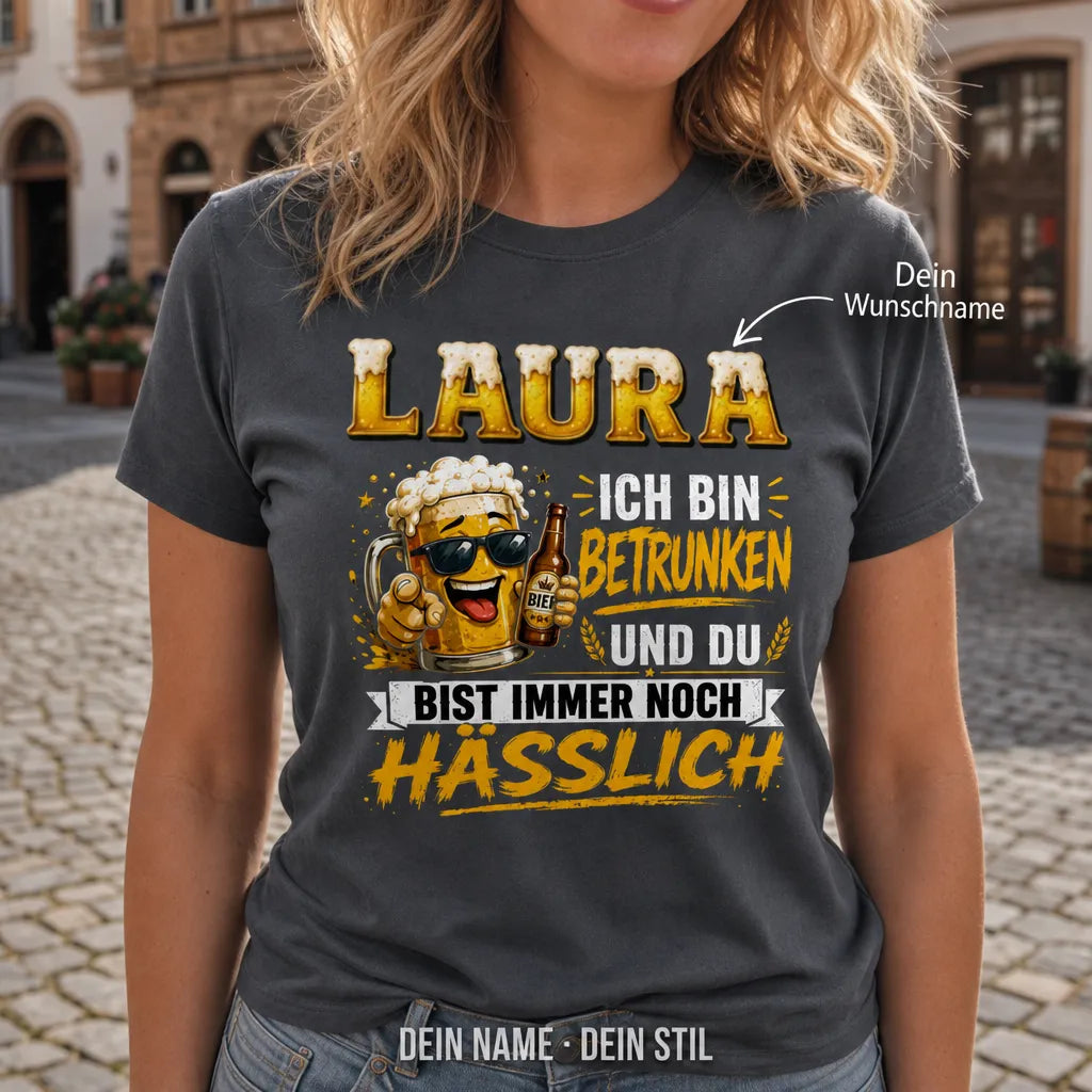 Personalisiertes Bier T-Shirt mit Namen - Gute Freunde, gutes Bier
