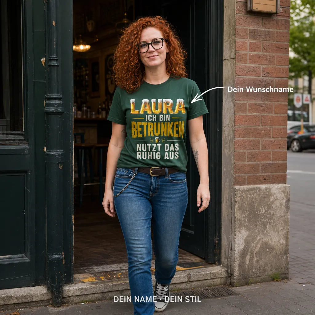 Personalisiertes Bier T-Shirt mit Namen - Noch nicht betrunken genug