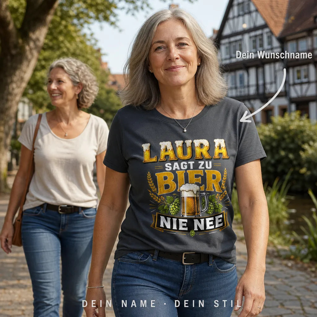 Personalisiertes Bier T-Shirt mit Namen - Ein bisschen geht immer