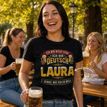 Personalisiertes Deutschland Bier T-Shirt mit Namen - Nicht stur, einfach Deutsch!
