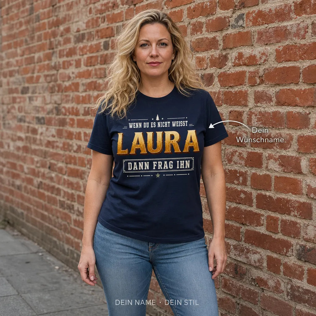 Personalisiertes Experte T-Shirt mit Namen - Frag ihn, er weiß es