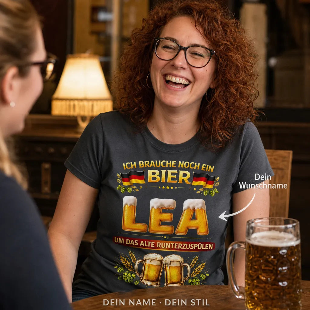 Personalisiertes Motorrad Bier T-Shirt mit Namen - Fahren, Trinken, Schlafen