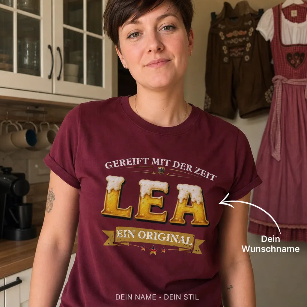 Personalisiertes Oktoberfest Bier T-Shirt mit Namen - O'zapft is, ich bin bereit